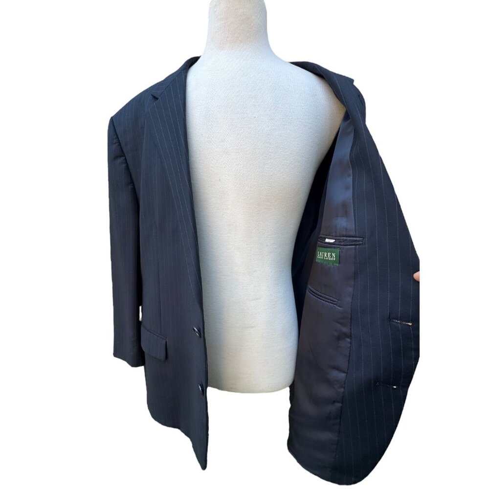 Lauren Ralph Lauren Classic-Fit Navy Pinstripe UltraFlex Suit Jacket - Men's 52R - Picture 10 of 11
